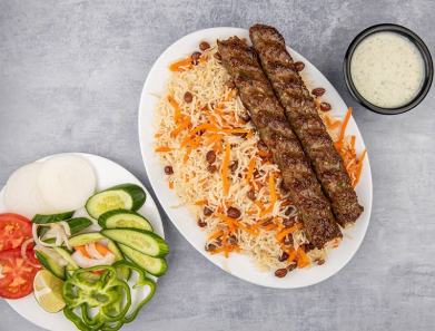 Qabli Polaw with Shami Kabab
